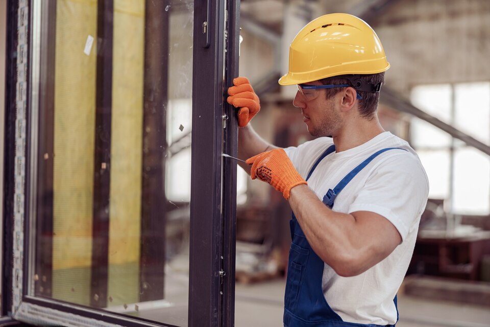A man repair sliding door