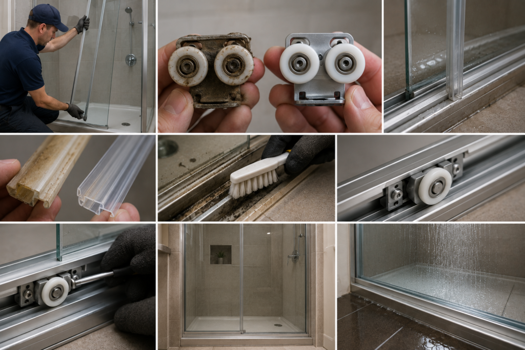 Shower door repair and restoration process