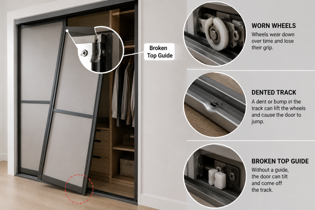 Sliding door track repair